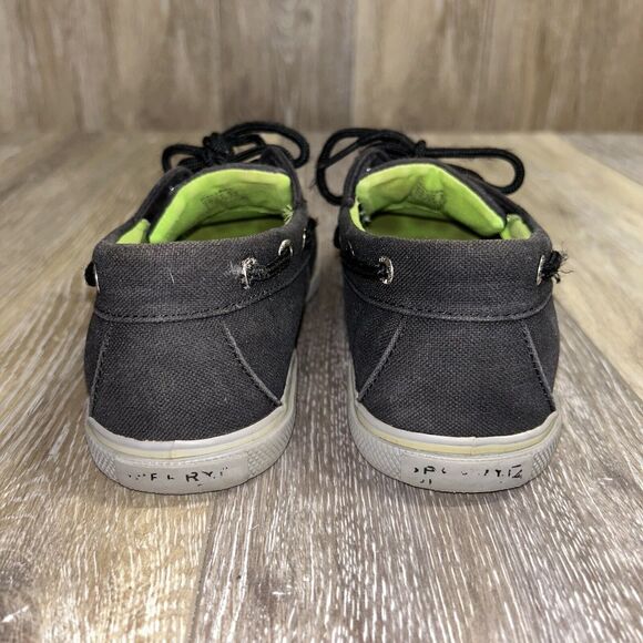 Sperry Top-Sider Halyard Loafers Youth US Size 3 Black Green Canvas Boat Shoes - Picture 7 of 11